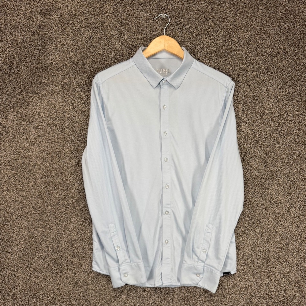 Barbell Apparel Dress Shirt Mens L Light Blue Performance Stretch Athletic Fit